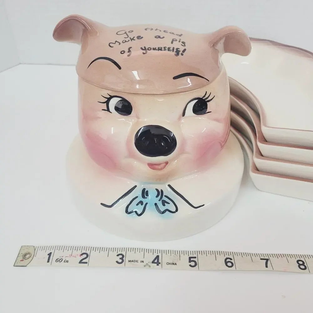 Make A Pig of Yourself 1950s Vintage DeForest of CA. Piggy Relish Serving Tray